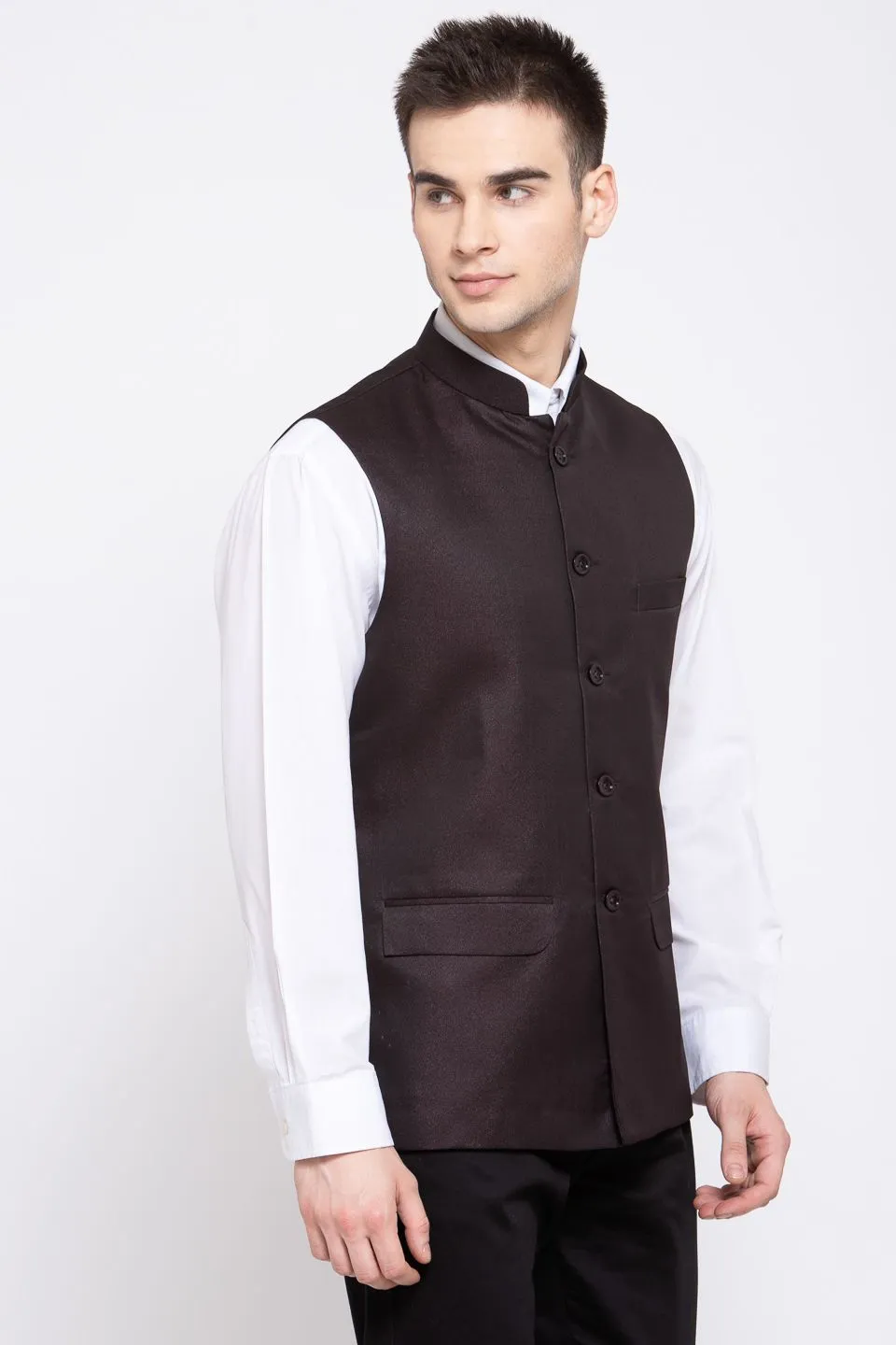 Poly Blend Coffee Nehru Jacket