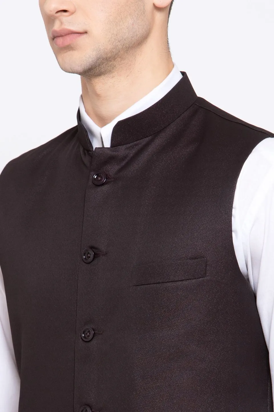 Poly Blend Coffee Nehru Jacket