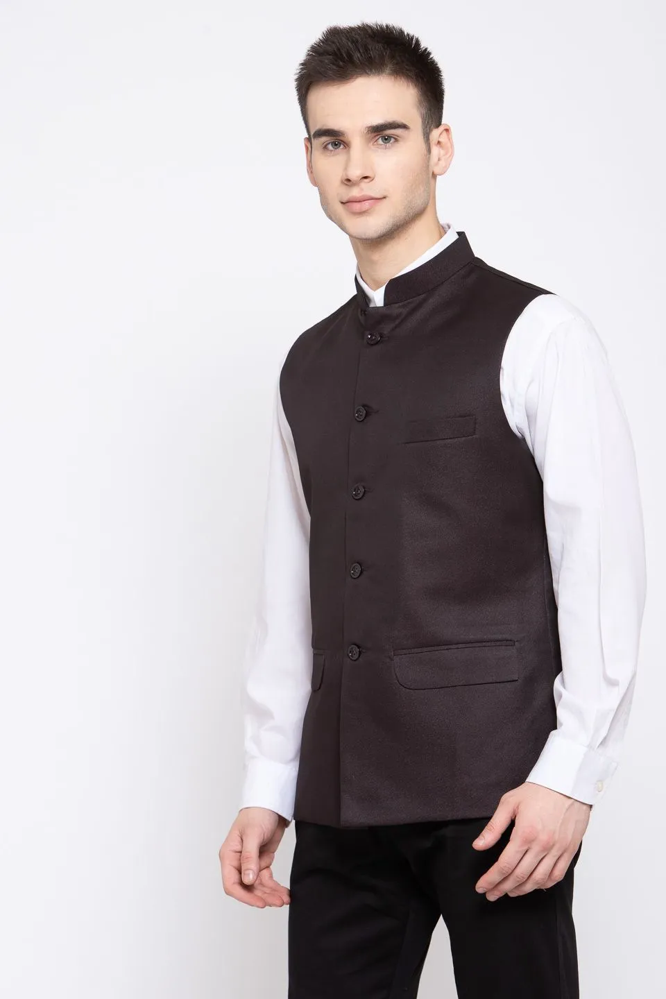 Poly Blend Coffee Nehru Jacket
