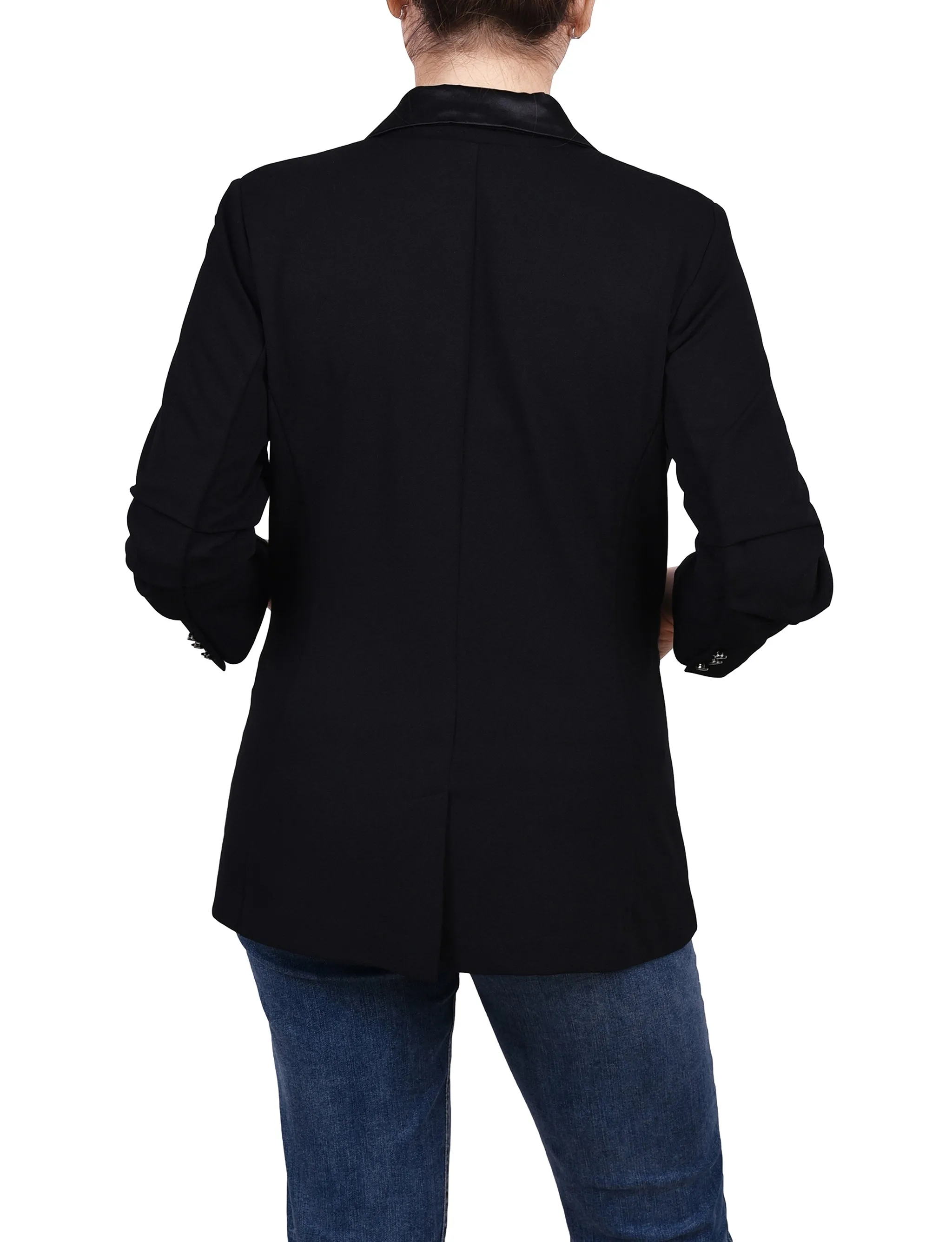 Satin Lapel Scuba Crepe Jacket