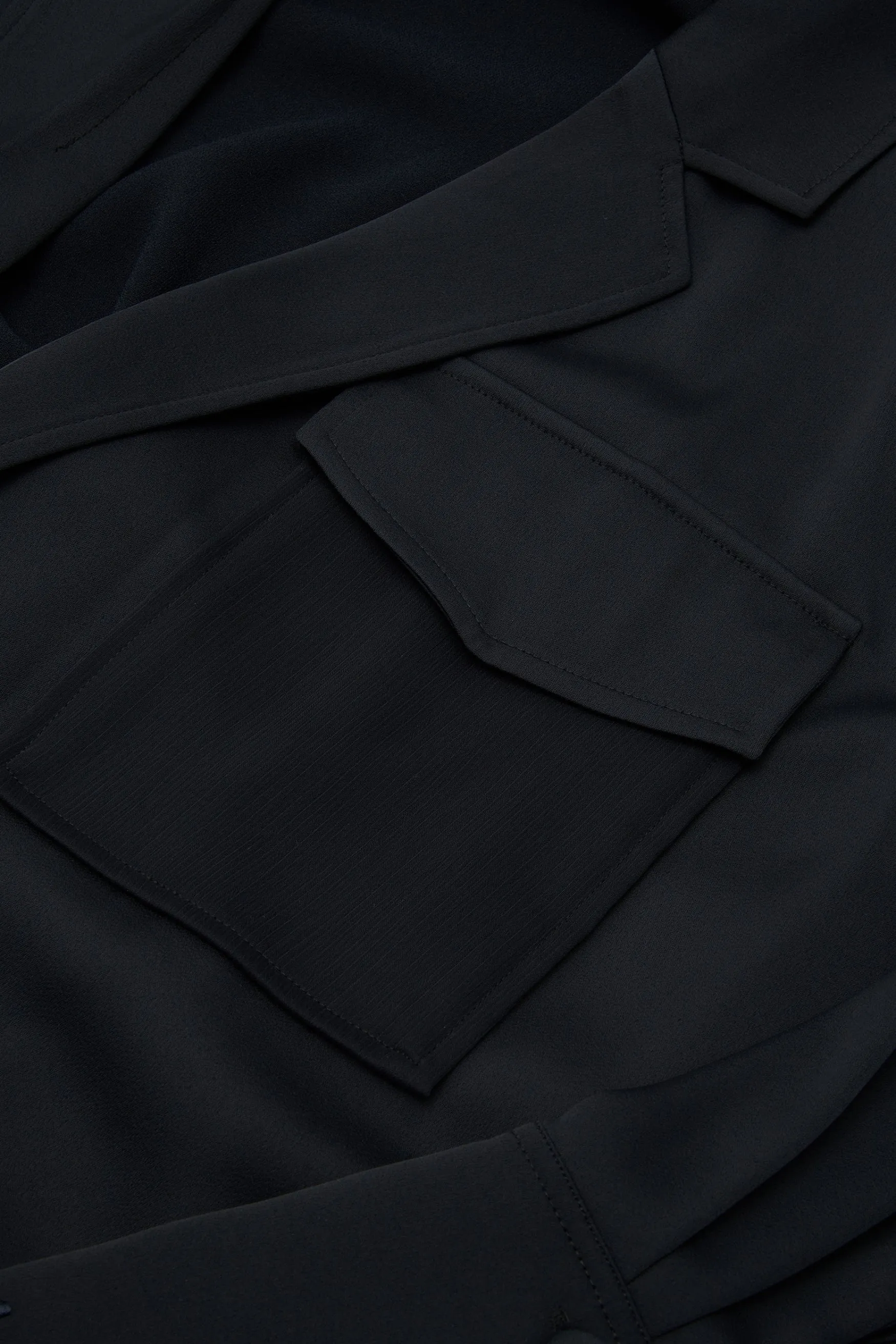 Satin Long Jacket | Black