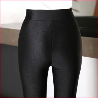 Shiny Black Spandex Disco Leggings