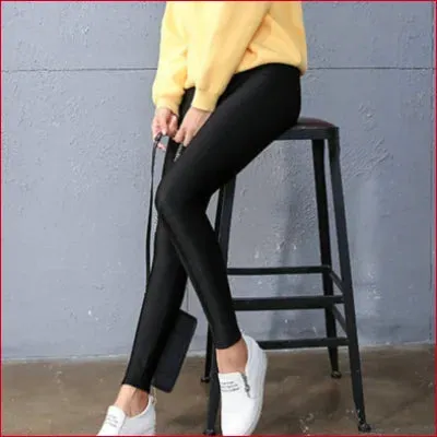 Shiny Black Spandex Disco Leggings