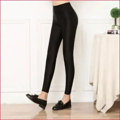 Shiny Black Spandex Disco Leggings
