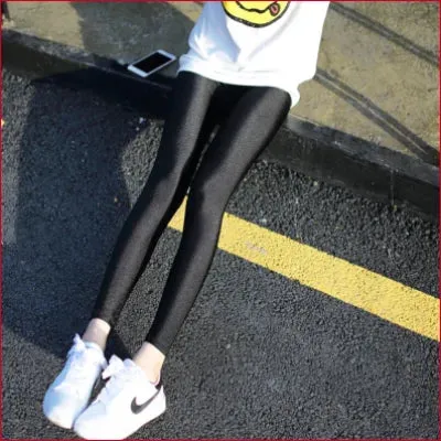 Shiny Black Spandex Disco Leggings