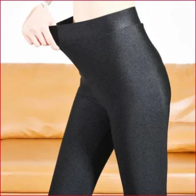 Shiny Black Spandex Disco Leggings