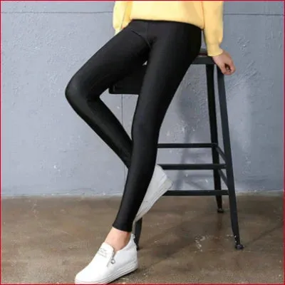 Shiny Black Spandex Disco Leggings