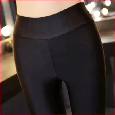 Shiny Black Spandex Disco Leggings