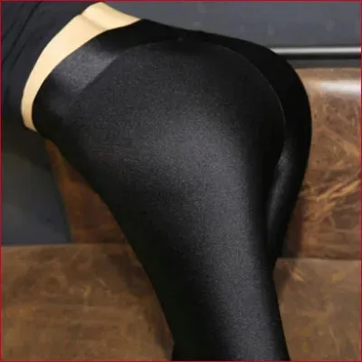 Shiny Black Spandex Disco Leggings