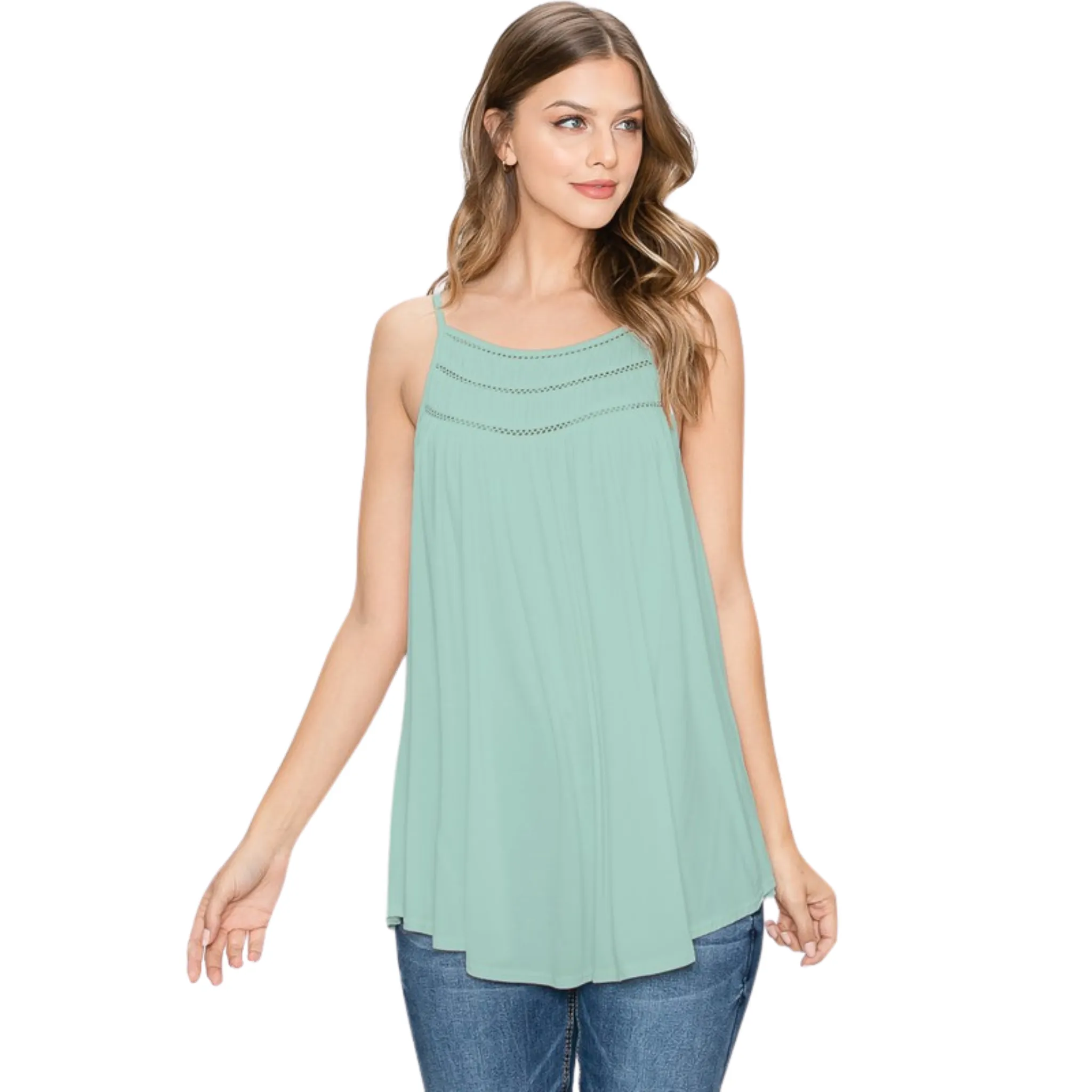 Smocked Detail Knit Cami