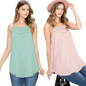 Smocked Detail Knit Cami