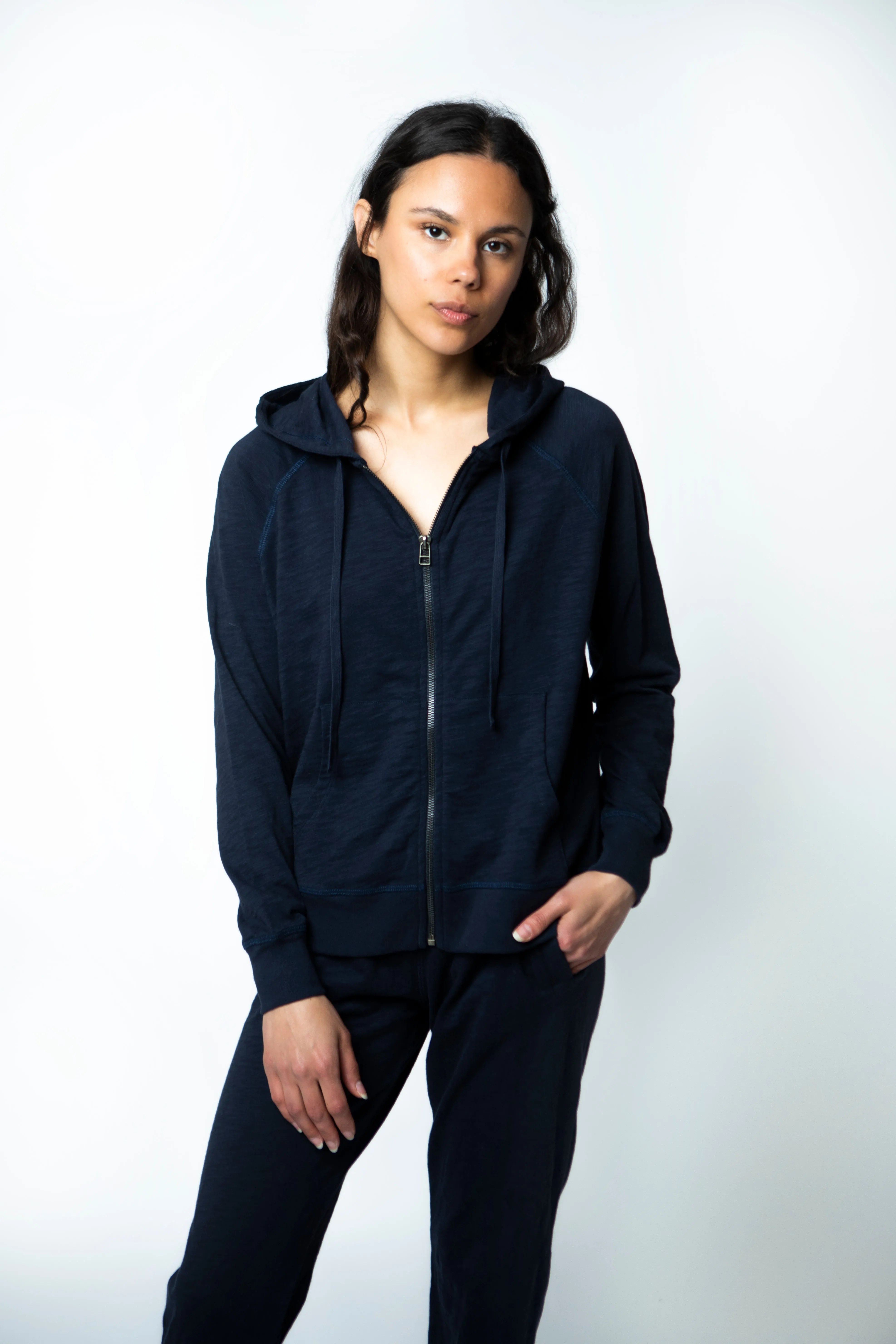 Stella Zip Hoodie in Slub Cotton
