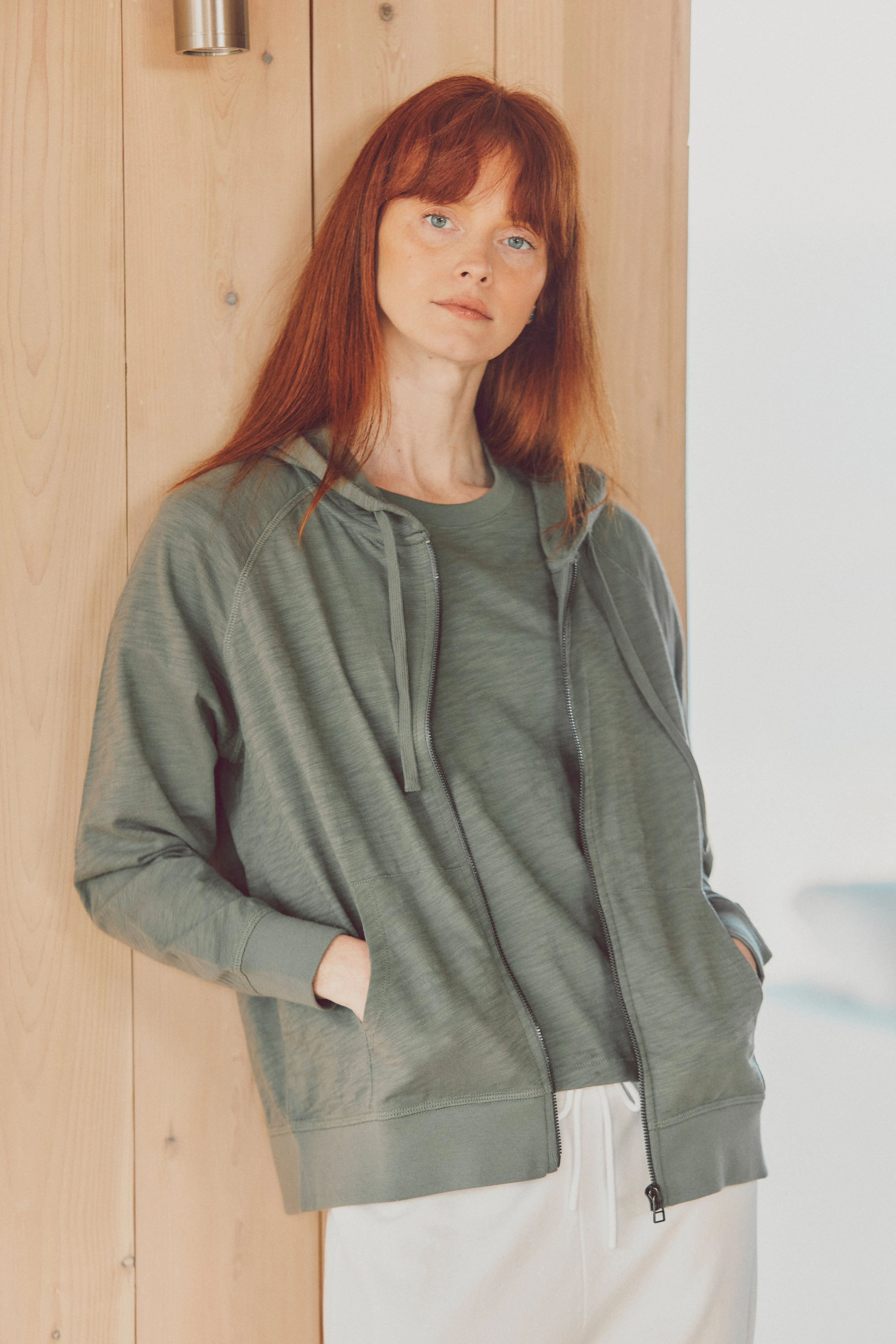 Stella Zip Hoodie in Slub Cotton