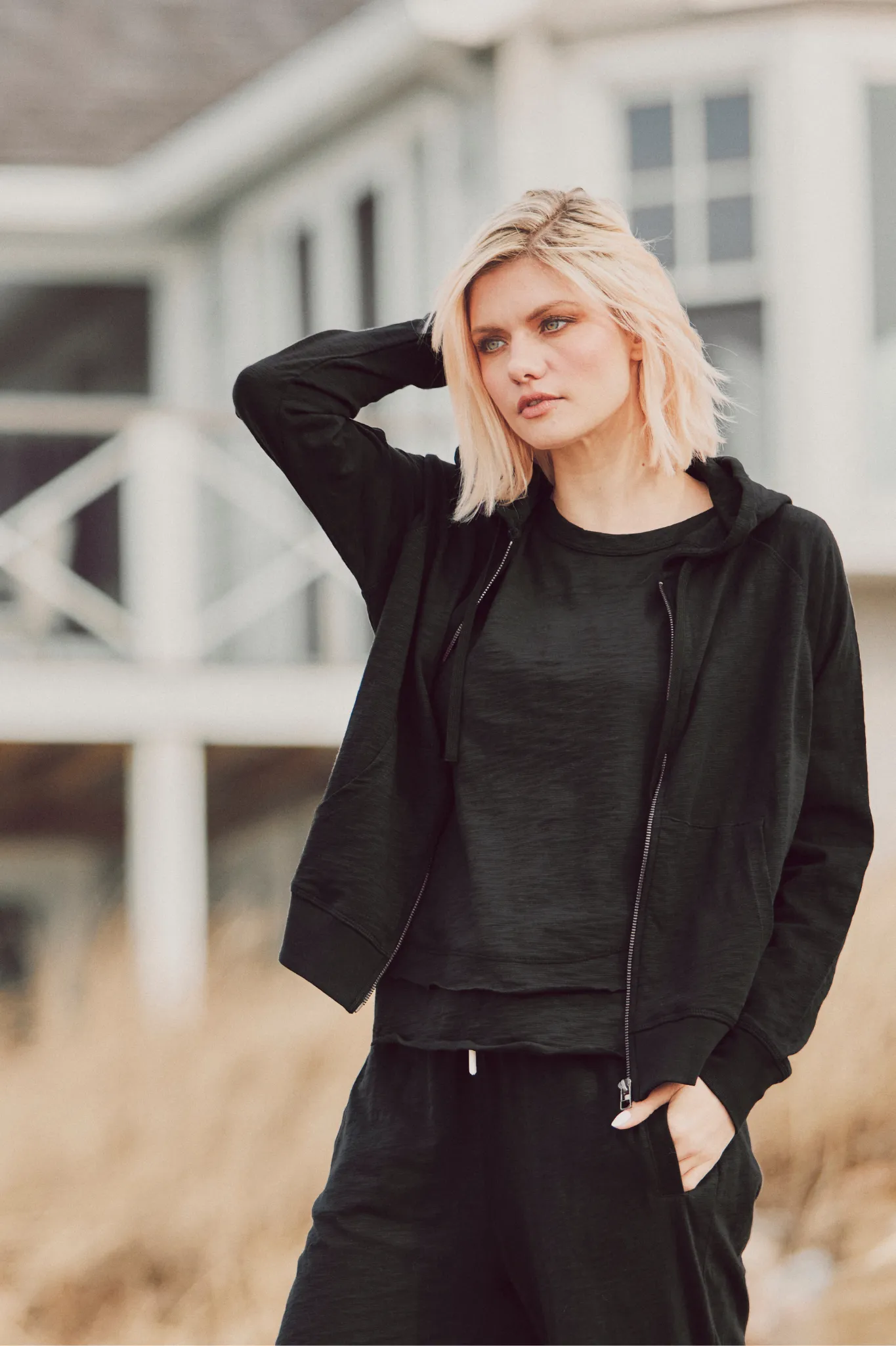 Stella Zip Hoodie in Slub Cotton