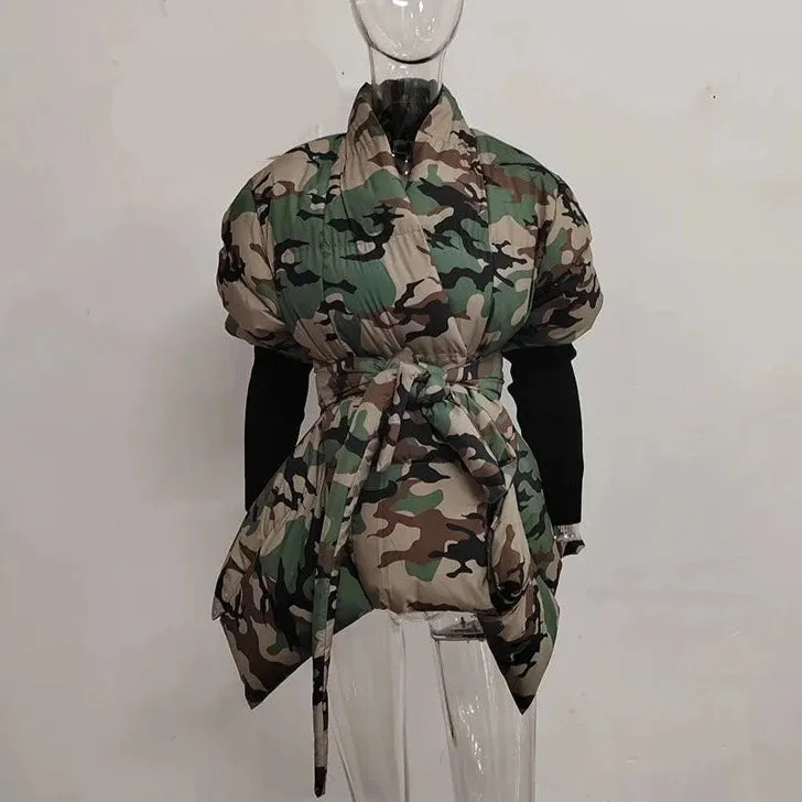 TEEK - Cotton-Padded Belted Knitted Sleeve Jacket