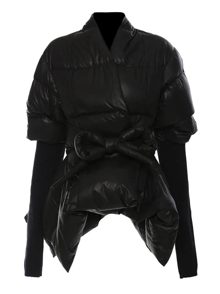 TEEK - Cotton-Padded Belted Knitted Sleeve Jacket
