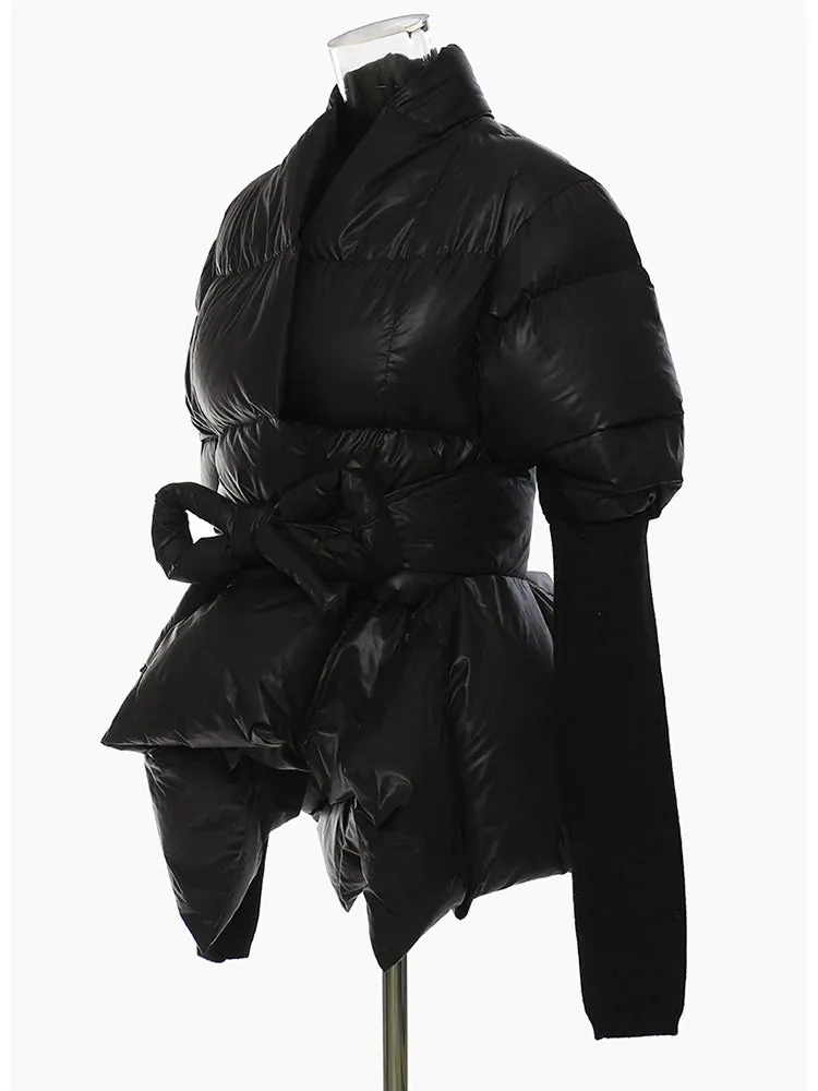TEEK - Cotton-Padded Belted Knitted Sleeve Jacket
