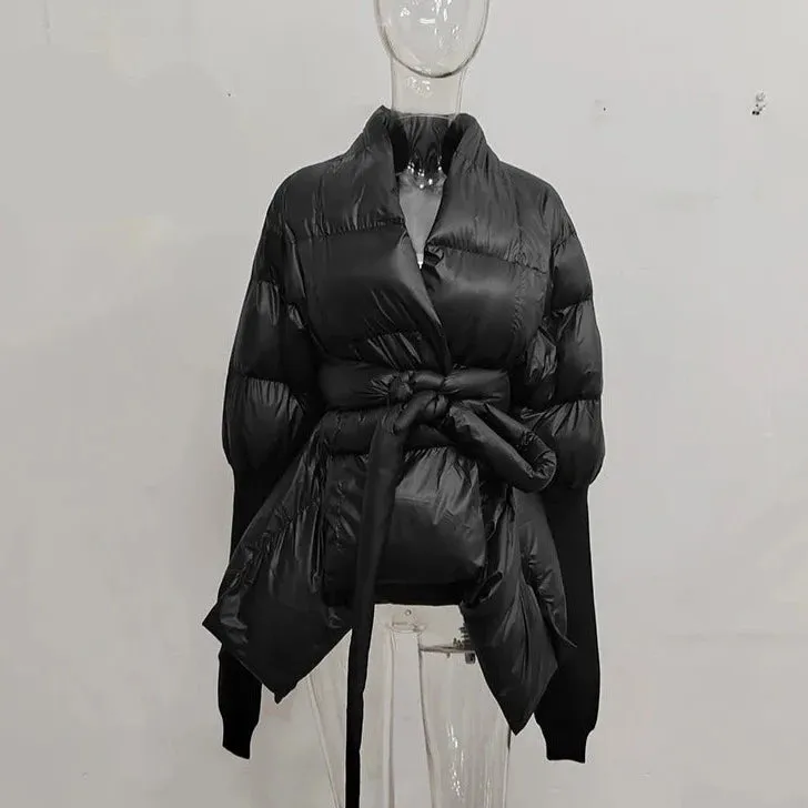 TEEK - Cotton-Padded Belted Knitted Sleeve Jacket