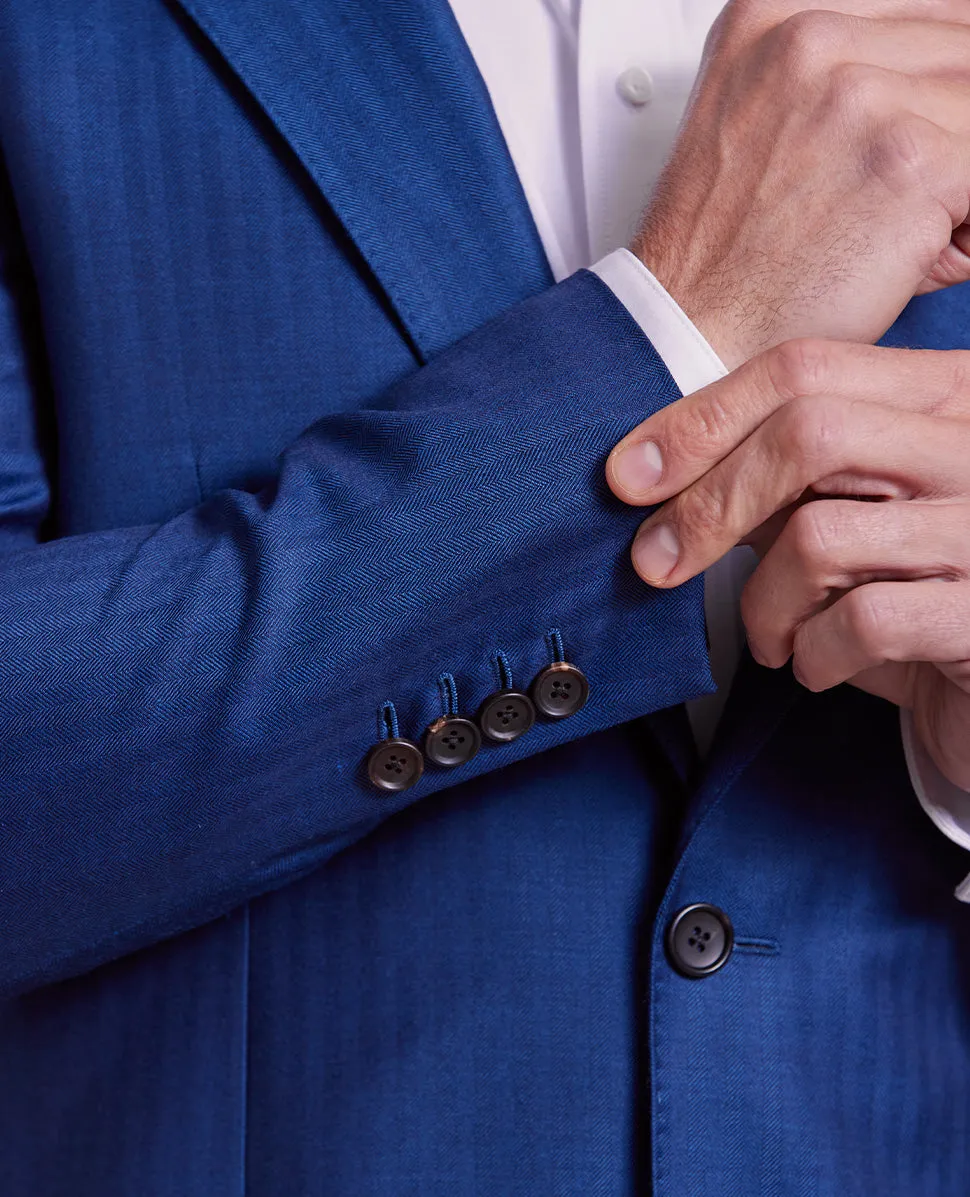 The George - Herringbone Jacket - Blue