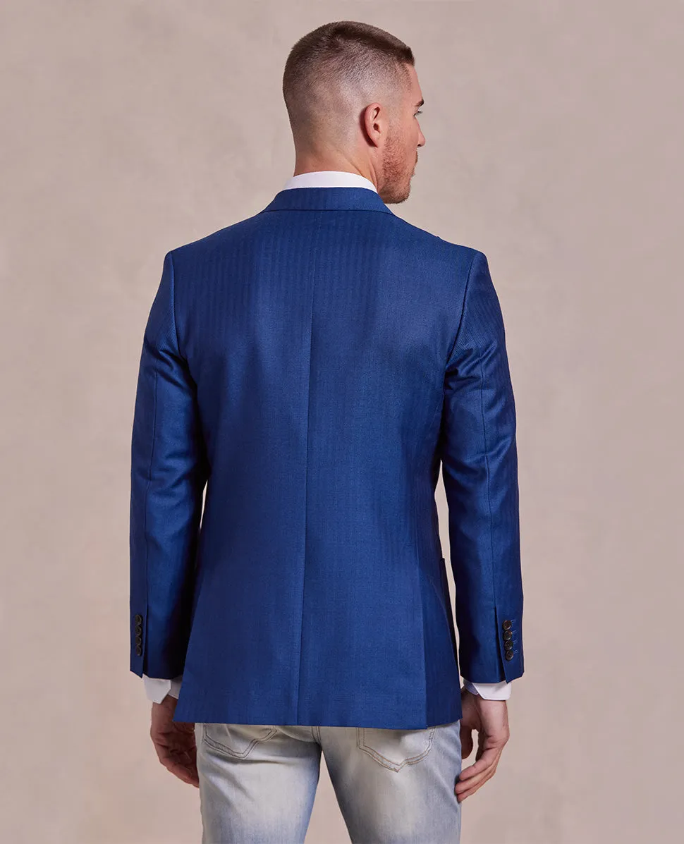 The George - Herringbone Jacket - Blue
