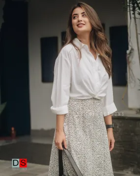 Tie-Knot Button Down Crop Shirt