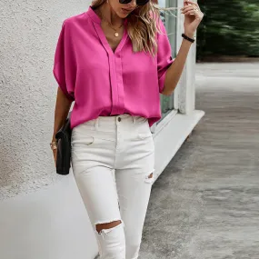 V-Neck Dolman Petal Sleeve Blouse