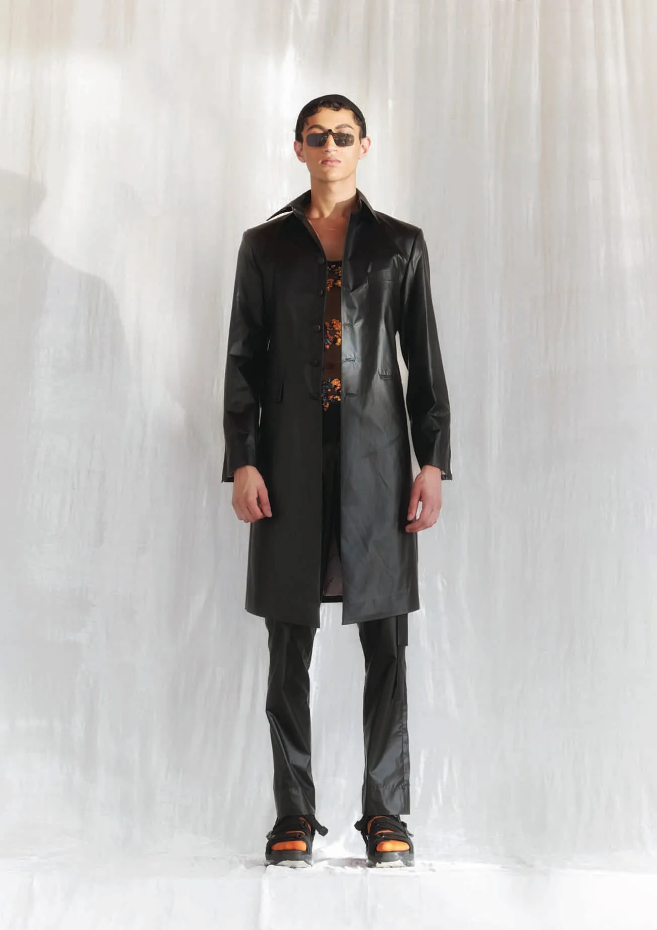 Vegan leather trench coat