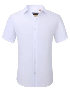 White men's short sleeves shirt stretch material